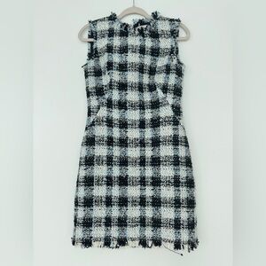 Alexander McQueen Black, Cream and Blue Tweed Mini Dress
